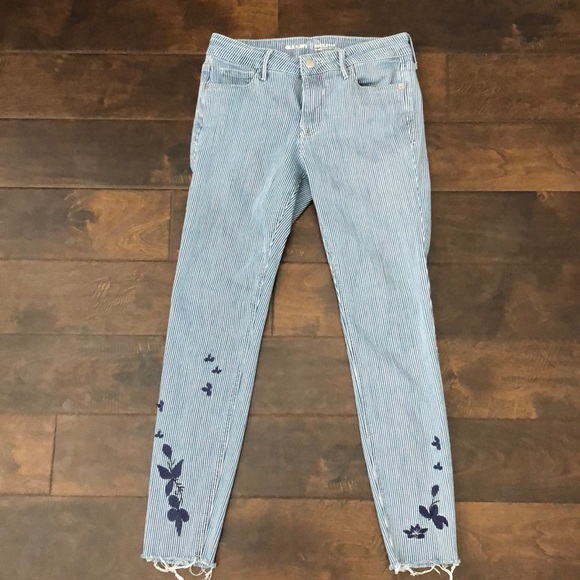 Old Navy Striped Blue & White Jeans